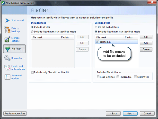 How to back up files: File Filter