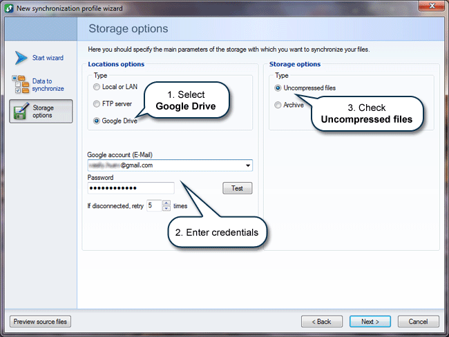 Set up a Google Cloud G-Drive (Google Dropbox): Storage options